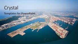  Presentation with south africa - Audience pleasing theme consisting of port sea - overhead view of durban harbor backdrop and a light blue colored foreground