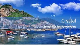  Presentation with italy - Beautiful PPT layouts featuring port sea - picturesque italy series - amalfi backdrop and a teal colored foreground