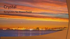  Presentation with sea port - Cool new slide set with port sunset in mediterranean sea backdrop and a red colored foreground