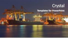  Presentation with container ship - Beautiful slides featuring port terminal - panorama of container cargo freight backdrop and a tawny brown colored foreground