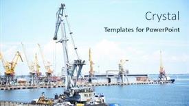  Presentation with sea port - Cool new presentation theme with port-view-from-the-sea backdrop and a cool aqua colored foreground