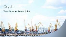  Presentation with sea port - Presentation featuring port-view-from-the-sea background and a cool aqua colored foreground