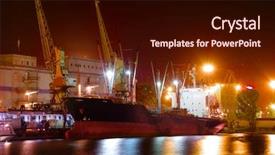  Presentation with sea port - Beautiful theme featuring port warehouse with cargoes backdrop and a wine colored foreground
