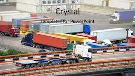  Presentation with port - PPT theme consisting of rail truck - port warehouse with containers background and a soft green colored foreground