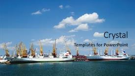  Presentation with sea port - Amazing presentation theme having port warehouse with containers backdrop and a light blue colored foreground