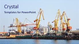  Presentation with port - Slides with grain elevator - port warehouse with containers background and a sky blue colored foreground