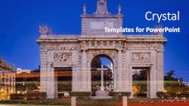  Presentation with dawn - PPT theme consisting of porta-de-la-mar background and a royal blue colored foreground