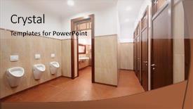  Presentation with clean - PPT theme with porta potty - light and clean public toilet background and a soft green colored foreground