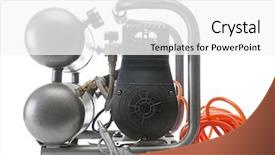  Presentation with compressor - Colorful presentation design enhanced with portable air compressor shot backdrop and a white colored foreground