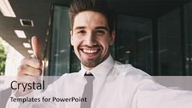  Presentation with business - Amazing PPT theme having outdoors centres - image of handsome business man backdrop and a light gray colored foreground