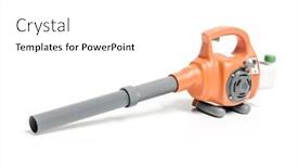  Presentation with machine - Presentation featuring portable-leaf-blowing-machine-shot background and a white colored foreground