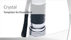  Presentation with metallic - Slide deck consisting of portable-metallic-torchlight-isolated background and a white colored foreground