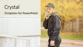  Presentation with security guard - PPT layouts having male security guard using portable background and a lemonade colored foreground