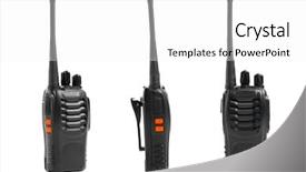  Presentation with walkie talkie - Presentation theme enhanced with portable radios walkie-talkie isolated background and a  colored foreground