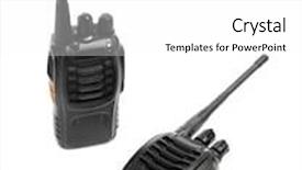  Presentation with walkie talkie - PPT theme enhanced with portable radios walkie-talkie isolated on white background and a white colored foreground