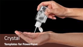  Presentation with hand sanitizer - PPT layouts with portable-small-hand-sanitizer-bottle background and a tawny brown colored foreground