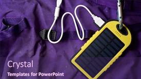  Presentation with solar cell - Cool new slide deck with portable-solar-cell-for-nature backdrop and a violet colored foreground