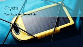  Presentation with solar cell - Amazing presentation design having portable-solar-cell-for-nature backdrop and a light blue colored foreground
