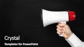  Presentation with light bulbs on chalkboard - Amazing PPT theme having portable speakers - man holding megaphone near chalkboard backdrop and a black colored foreground