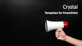  Presentation with holding on to a dream in a changing world - Slides consisting of portable speakers - man holding megaphone near chalkboard background and a black colored foreground