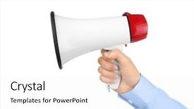  Presentation with europeskt man - PPT layouts consisting of portable speakers - man holding megaphone on white background and a white colored foreground