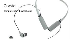  Presentation with wireless - Presentation design consisting of portable speakers - neckband wireless earbuds over white background and a white colored foreground