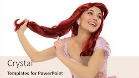  Presentation with princess - PPT theme featuring portait-of-a-young-woman background and a coral colored foreground