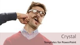  Presentation with funny - PPT layouts having portait-of-funny-guy-being background and a soft green colored foreground