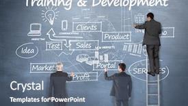  Presentation with blue business - Presentation featuring portal - business team writing against blue background and a ocean colored foreground