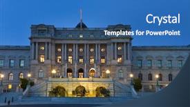  Presentation with congress - Presentation theme featuring government portal - library of congress building background and a ocean colored foreground