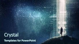  Presentation with street light view - Slide set consisting of portal - rear view of businesswoman standing background and a ocean colored foreground