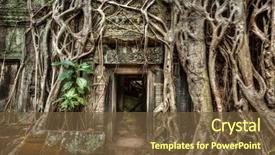  Presentation with tree roots - Amazing slide deck having portal - travel cambodia concept background backdrop and a tawny brown colored foreground