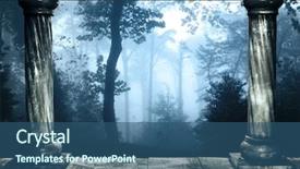  Presentation with foggy forest - Slide deck enhanced with portal 2 - frame with two medieval columns background and a ocean colored foreground
