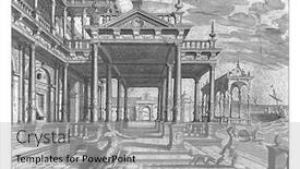  Presentation with building - Beautiful PPT theme featuring portal-of-a-building backdrop and a light gray colored foreground