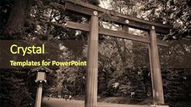  Presentation with tokyo - Theme having portal of meiji jingu shrine background and a tawny brown colored foreground