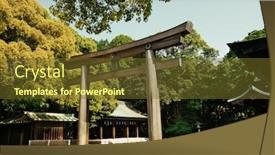  Presentation with tokyo - Amazing PPT layouts having portal-of-meiji-jingu-shrine backdrop and a tawny brown colored foreground