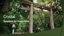  Presentation with tokyo - PPT theme with portal of meiji jingu shrine background and a tawny brown colored foreground