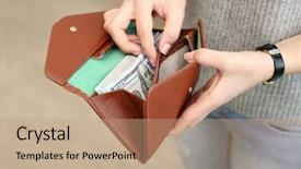  Presentation with abstract purple and brown floral - Colorful slides enhanced with portefeuille - girl with brown wallet full backdrop and a coral colored foreground