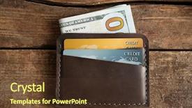  Presentation with leather - Cool new PPT theme with portefeuille - leather wallet on wooden background backdrop and a tawny brown colored foreground