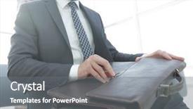  Presentation with modern - Beautiful PPT theme featuring career portfolio - businessman's hand with suitecase backdrop and a gray colored foreground