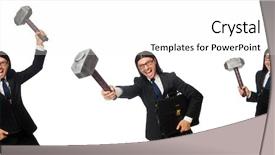  Presentation with hammer sickle - Amazing slide deck having portfolio chef - businessman with hammer on white backdrop and a  colored foreground