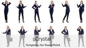  Presentation with portfolio - Slide set featuring portfolio management - businesswoman in suit isolated background and a white colored foreground