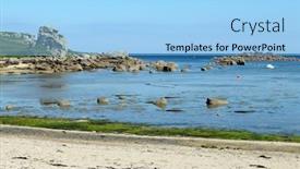  Presentation with beach - Presentation enhanced with porth-hellick-beach-st-mary background and a light blue colored foreground