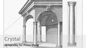  Presentation with engraving - Amazing PPT theme having portico-with-columns backdrop and a light gray colored foreground