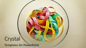  Presentation with measuring - PPT theme enhanced with portion control - bowl with measuring tape background and a  colored foreground