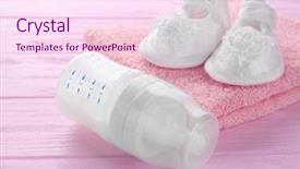  Presentation with baby bottle formula - Cool new PPT theme with portion control - composition with feeding bottle backdrop and a  colored foreground