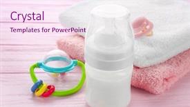  Presentation with baby bottle formula - Audience pleasing presentation design consisting of portion control - composition with feeding bottle backdrop and a  colored foreground