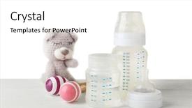  Presentation with baby bottle formula - PPT theme consisting of portion control - composition with feeding bottle background and a  colored foreground