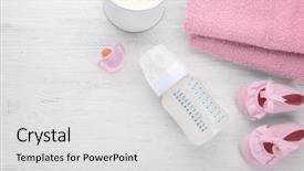  Presentation with baby bottle formula - Slide set having portion control - composition with feeding bottle background and a light gray colored foreground