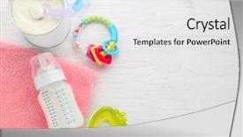  Presentation with baby formula - PPT theme consisting of portion control - composition with feeding bottle background and a white colored foreground